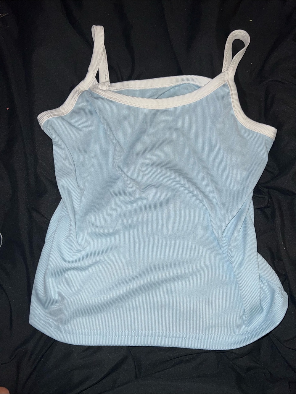 SHEIN Light Blue Ribbed Cami with White Trim